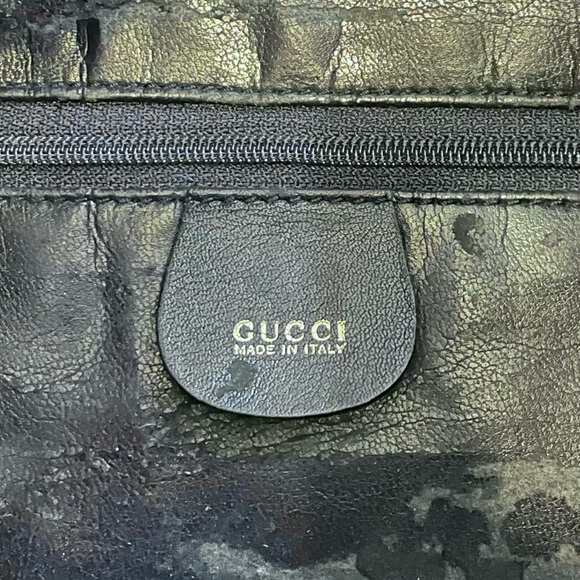 Authentic Gucci Vintage Navy Blue Leather Bamboo Handle Two Way Large Tote Bag - Picture 7 of 17